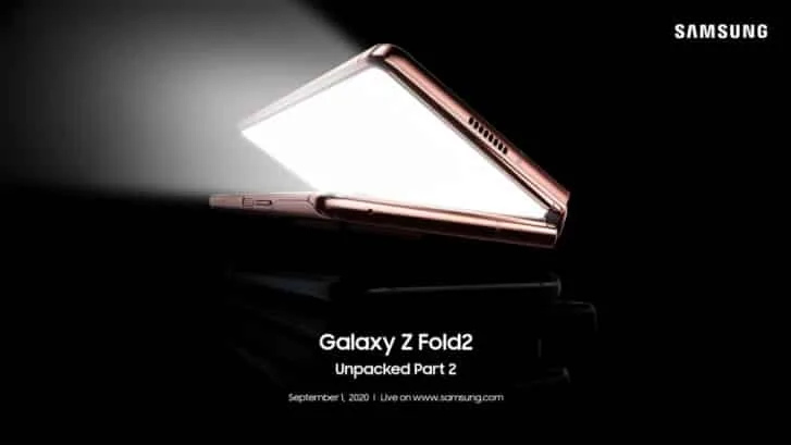 Samsung Galaxy Z Fold2 Unpacked event scheduled for September 1