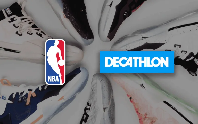 Logos of the NBA and Decathlon.