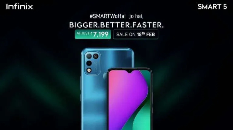 Infinix Smart 5 with 6000mAh battery launched in India at Rs 7,199