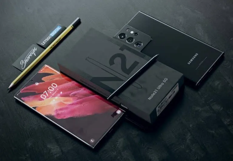 Samsung Galaxy Note 21 is mentioned by samsung store at outside mural