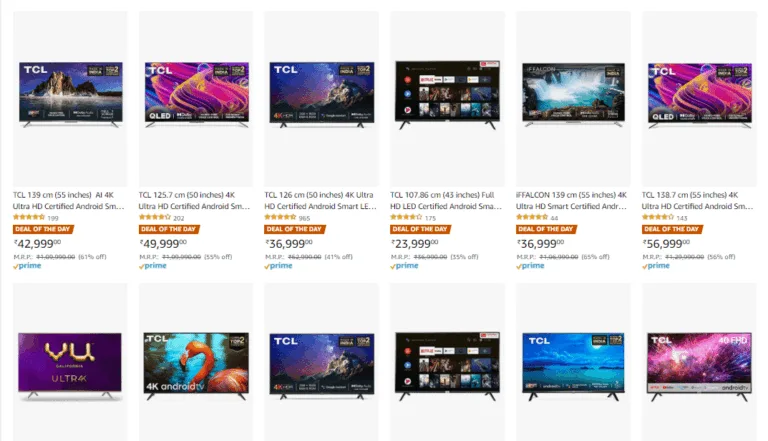 Get Best Selling TVs at remarkable prices, starting at Rs.13,499 only