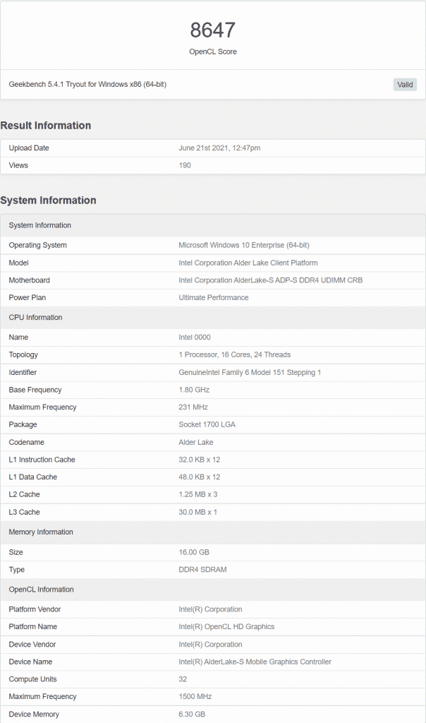 Intel’s Alder Lake desktop and Mobility CPU’s appears in benchmarks with impressive scores