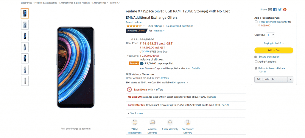 Here's how to get ₹ 2,000 off on realme X7 5G with No Cost EMI