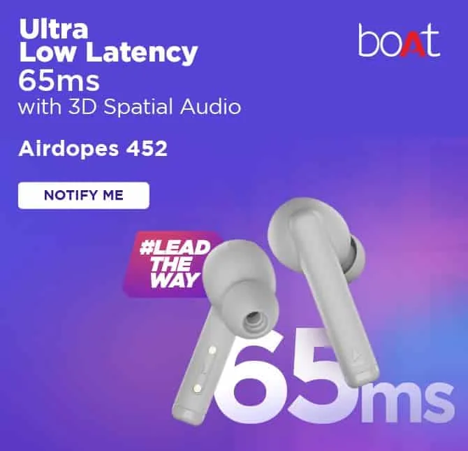 boAt Airdopes 452 launching soon in India