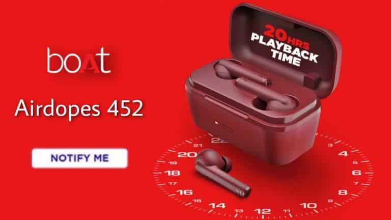 boAt Airdopes 452 will launch in India on August 24 at a launch price of Rs.1,299