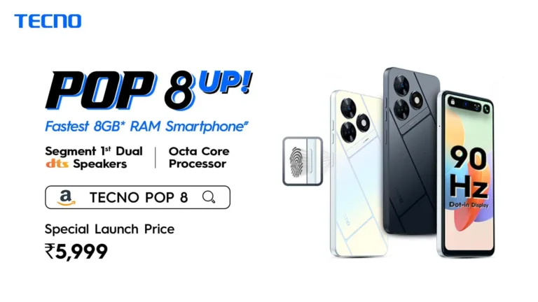 TECNO POP 8 is the Fastest 8GB RAM Smartphone at ₹5,999