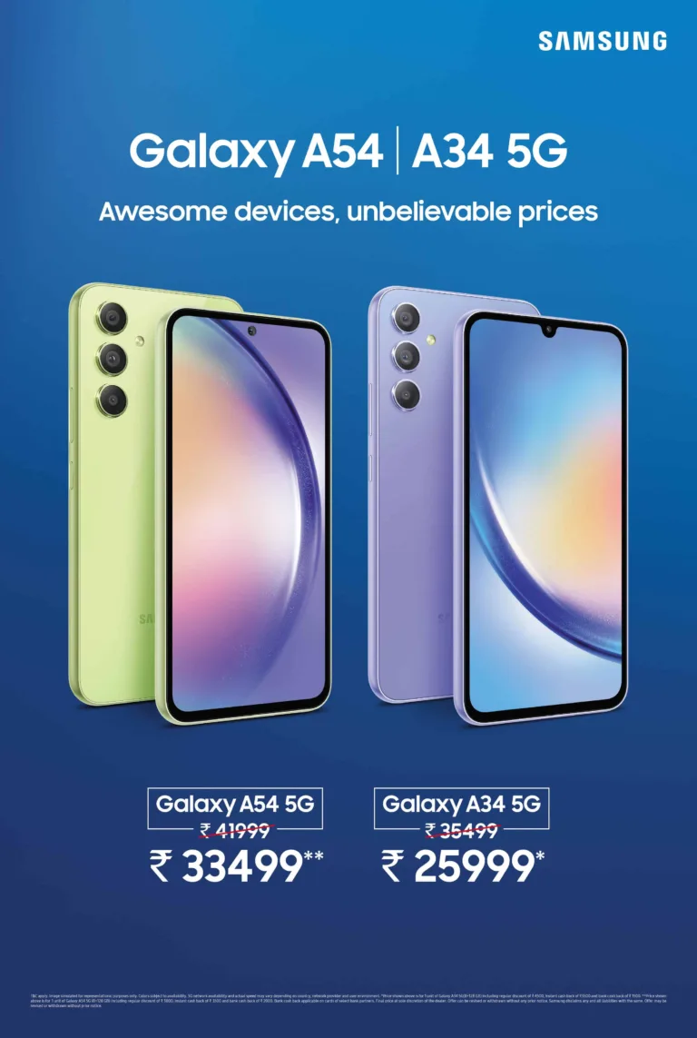 Samsung Galaxy A54 5G and A34 5G prices slashed, starting at ₹25,999