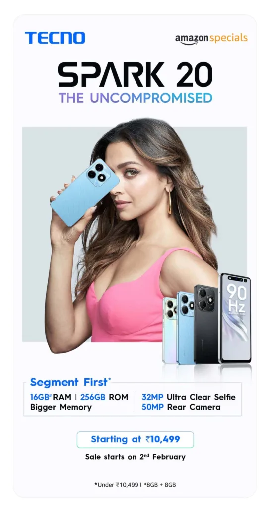 New TECNO SPARK 20 with Segment-Biggest 256GB ROM will go on Sale on February 2nd