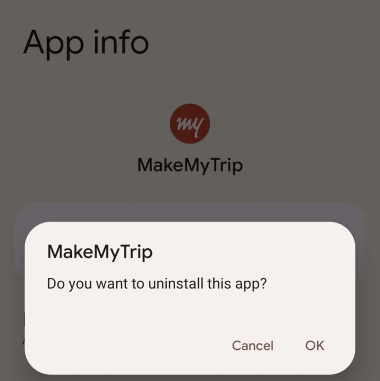 UninstallMakeMyTrip