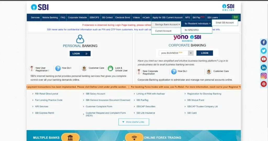SBI Account Opening in Online