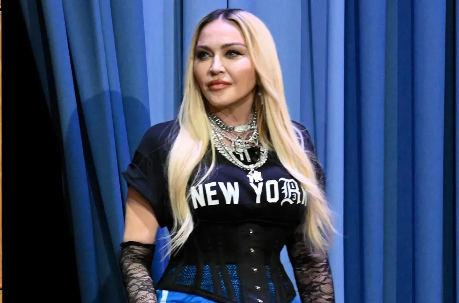 Madonna pictured near a section about her dating history