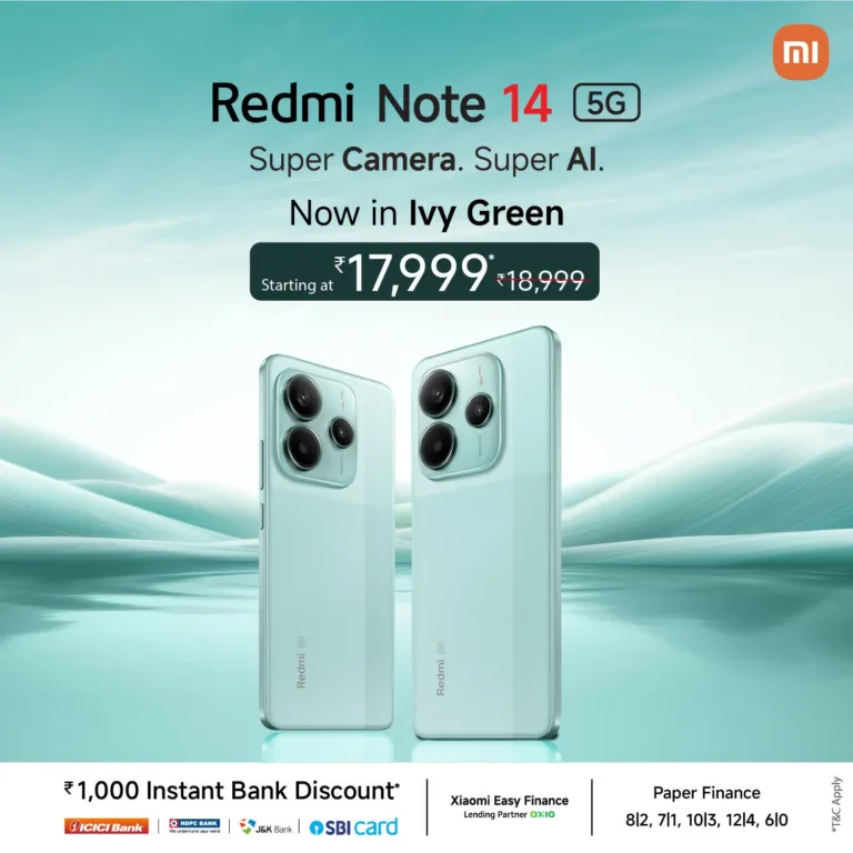 Xiaomi India Launches Redmi Note 14 5G in Stylish Ivy Green