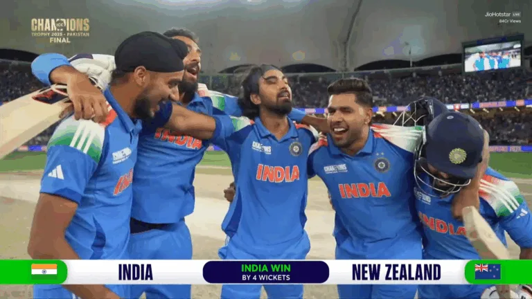 India win the ICC Champions Trophy 2025, ending their 4,277-day ODI title drought!