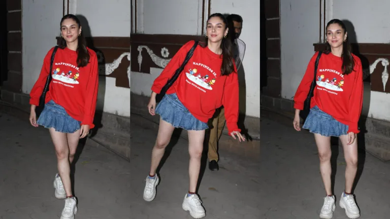 Aditi Rao Hydari College Girl Chic: Mastering the Campus Crush Look in Oversized Sweatshirt and Miniskirt