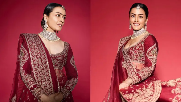 Namrata Shirodkar Stuns in a Regal Red Lehenga, Channeling Vintage Elegance