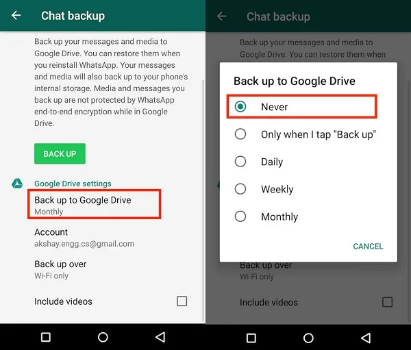 How to Stop WhatsApp Backup