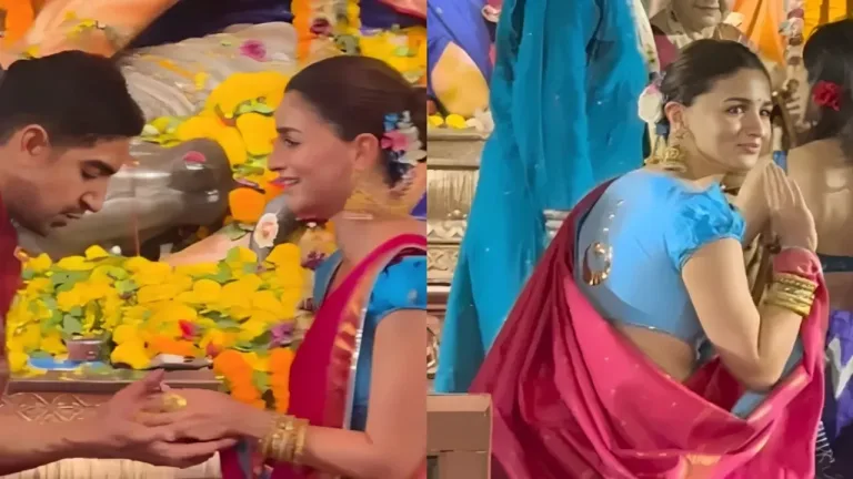 Alia Bhatt Brings Festive Grace to Durga Puja Pandal with Ayan Mukerji